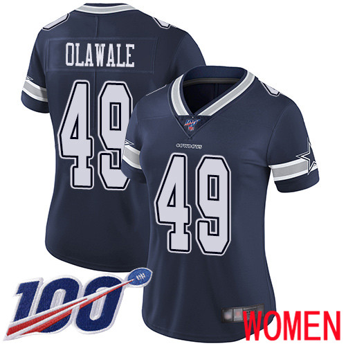Women Dallas Cowboys Limited Navy Blue Jamize Olawale Home #49 100th Season Vapor Untouchable NFL Jersey